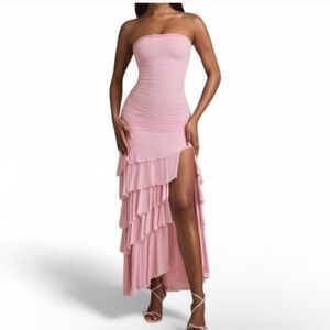 Oh Polly Soft Pink Layered Maxi Dress